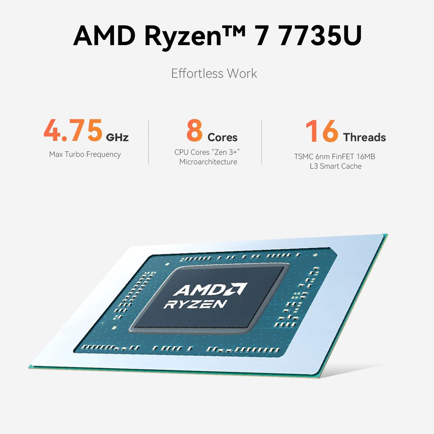 Beelink EQR7 Mini PC, AMD Ryzen 7 7735U (8C/16T,up to 4.75GHz),Mini Computers 16GB LPDDR5 RAM 500GB M.2 PCle x4 SSD,4K Dual Display,2.5G LAN,USB3.2,WiFi 6,BT 5.2
