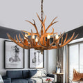 TFCFL 6-Light Antlers Chandelier, Retro Country Style Deer Horn Chandelier Lighting Height Adjustable E12 Base Pendant Light for Living Room Bedroom Kitchen Bar, Bulbs Not Included