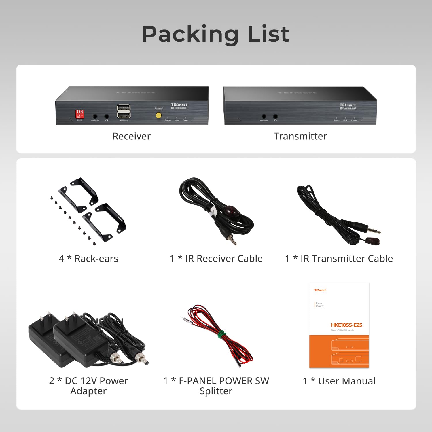 TESmart 4K@30Hz HDMI KVM Extender 328ft/100m Over CAT6/6A – PoE Powered | Bidirectional Audio & IR | RS232 Extension | Advanced EDID | USB 2.0 | Remote Power Switch Support