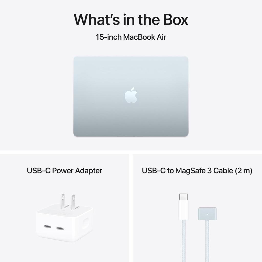 Apple 2025 MacBook Air 15-inch Laptop with M4 chip: Built for Apple Intelligence, 15.3-inch Liquid Retina Display, 16GB Unified Memory, 512GB SSD Storage, 12MP Center Stage Camera, Touch ID; Sky Blue