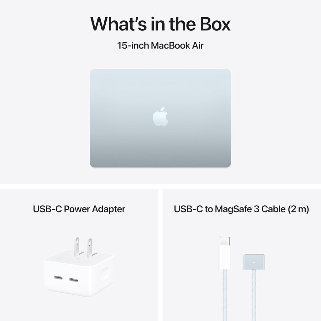 Apple 2025 MacBook Air 15-inch Laptop with M4 chip: Built for Apple Intelligence, 15.3-inch Liquid Retina Display, 16GB Unified Memory, 256GB SSD Storage, 12MP Center Stage Camera, Touch ID; Sky Blue