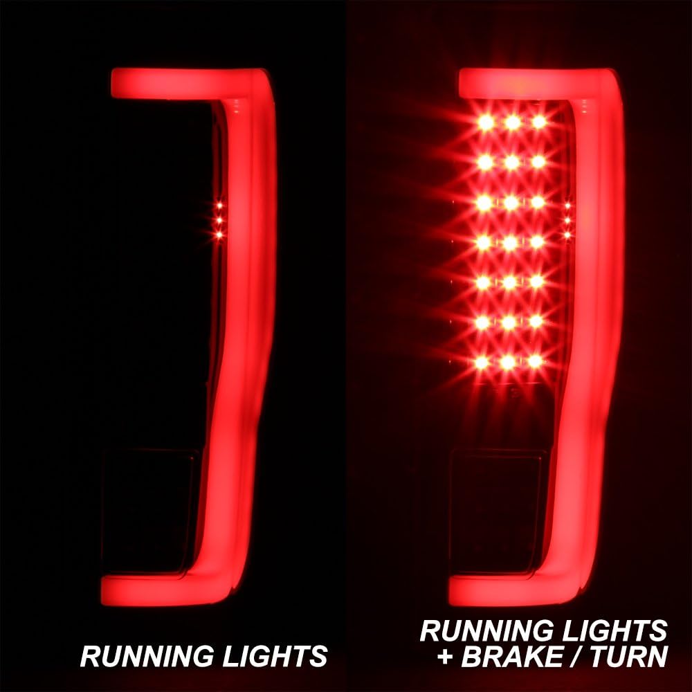 AKKON - For 2017-2019 Ford F250/F350 SuperDuty Full LED DRL Bar Tail Lights Black Housing Clear Lens Set