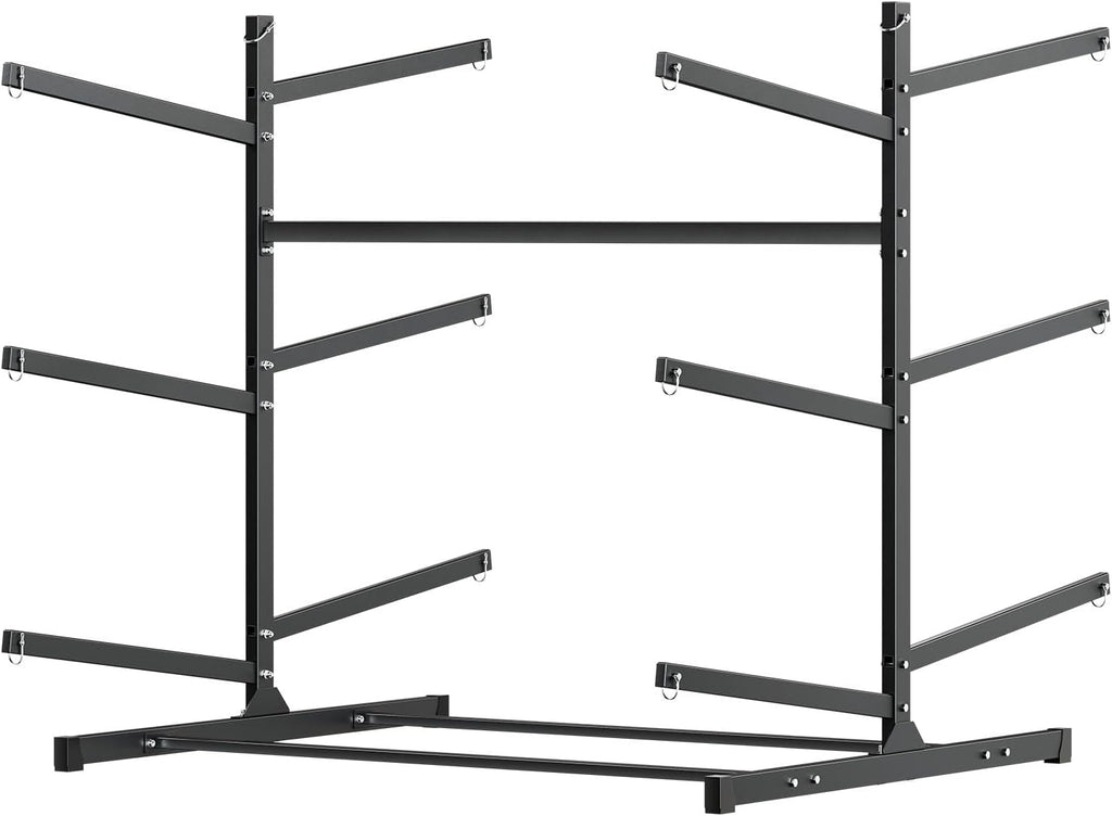 VEVOR Kayak Storage Rack, Heavy Duty Adjustable Freestanding Stand with Lockable Wheels for Indoor Outdoor Garage Shed Dock, Holder for Canoe, SUP, Surfboard & Paddleboard