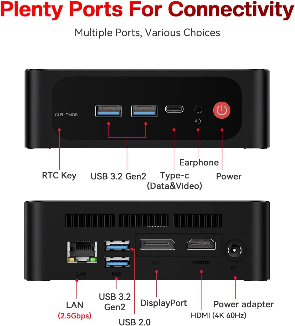Beelink SER5 Mini PC,AMD Ryzen 5 5625U(up to 4.3GHz,6C/12T),Mini Computer with 16GB DDR4/480GB M.2 PCle4.0 SSD,Support Triple Screen Display,WiFi6,BT5.4,Type-C,2.5Gbps LAN