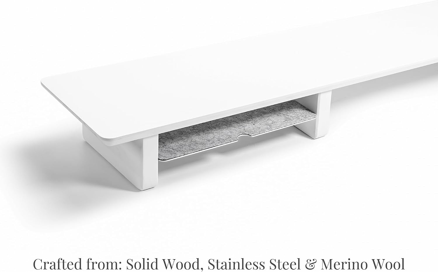 Raico Desk Cockpit Shelf Monitor Stand System Dual Screen Setup Wood Large Desk Accessory Organizer Unit (Matte White, Full Length v2 | 45.7 Inches)