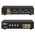 Dual Monitor KVM Switch HDMI 4K@60Hz for Home and Office to Console Desktops/Laptops, Support USB 3.0, Hot Key, Audio, Wireless Keyboard and Mouse (4 Computers 2 Monitors 942HUA-3)
