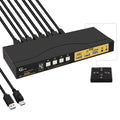 4 Port KVM HDMI Switch with Audio, USB 3.0 Hub, Black, Push Button Actuator, Manual Operation
