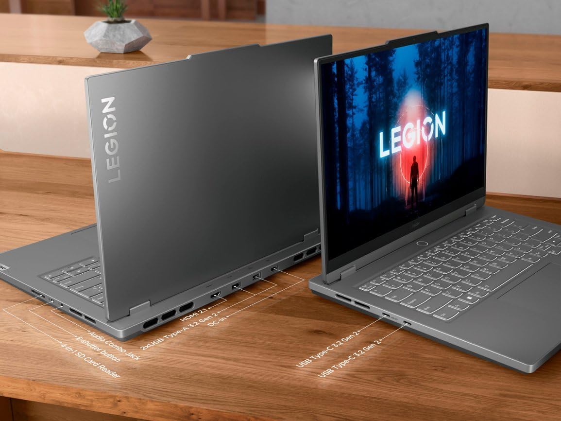 Lenovo Legion Slim 5 14.5' 120Hz WQXGA+ IPS Gaming Laptop, AMD Ryzen 7 7840HS(8-core), NVIDIA GeForce RTX 4060, 16GB RAM, 1TB SSD, Wi-Fi 6, White Backlit, Win11, Storm Gray, W/GaLiMu
