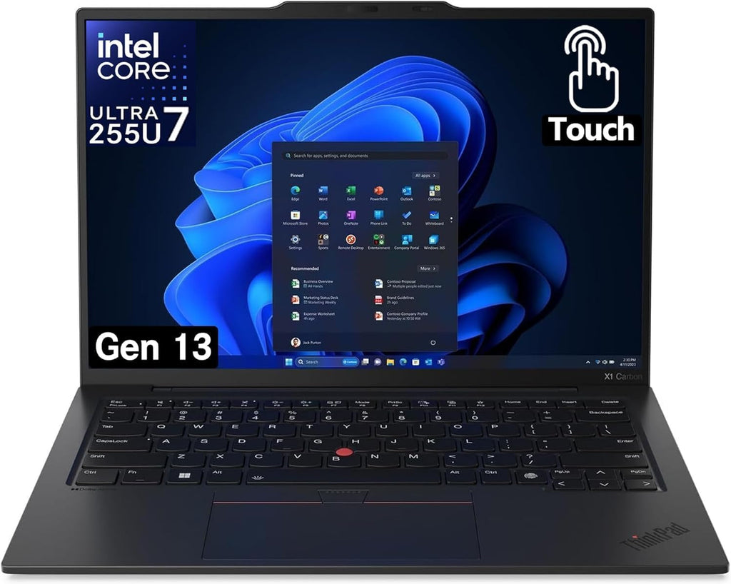 Lenovo Gen 13 ThinkPad X1 Carbon Touchscreen Laptop with Intel Ultra 7 265U Processor, 14' WUXGA 100% sRGB, 32GB DDR5 RAM, 2TB NVMe Performance SSD, FHD+ IR+ RGB Camera, and Windows 11 Pro