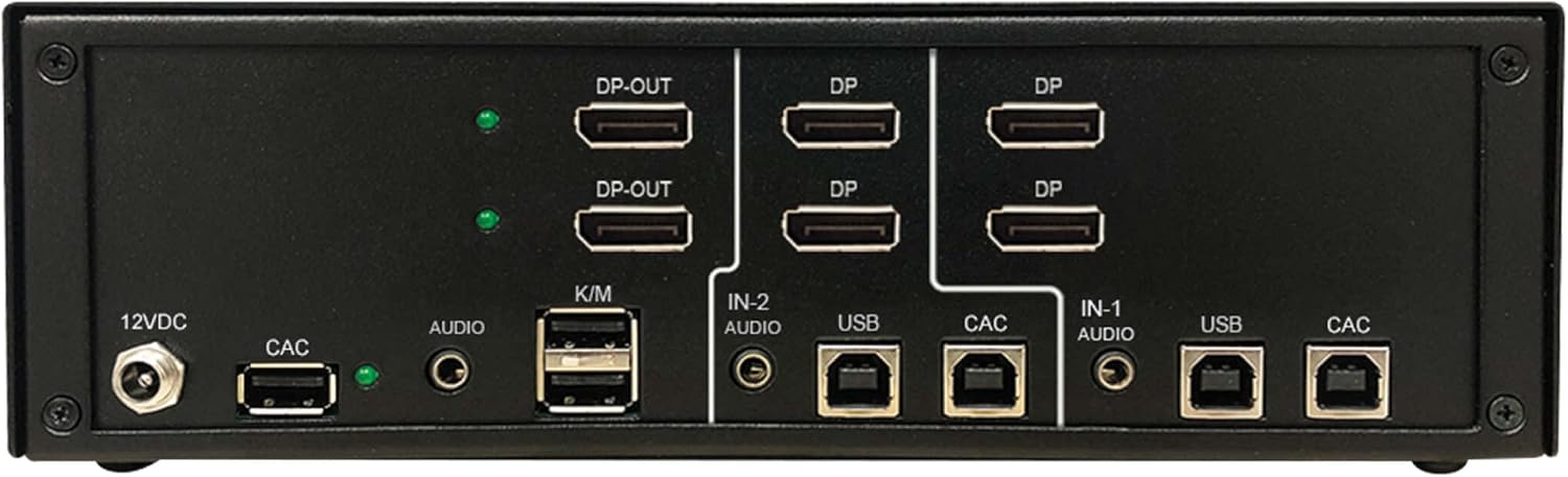 Tripp Lite Secure KVM Switch 2-Port Dual-Head DisplayPort, US Government NIAP-Certified PP4.0 Security, Common Access Card (CAC) Port, 4K @ 30Hz Video, TAA Compliant, 3-Year Warranty (B002-DP2AC2-N4)