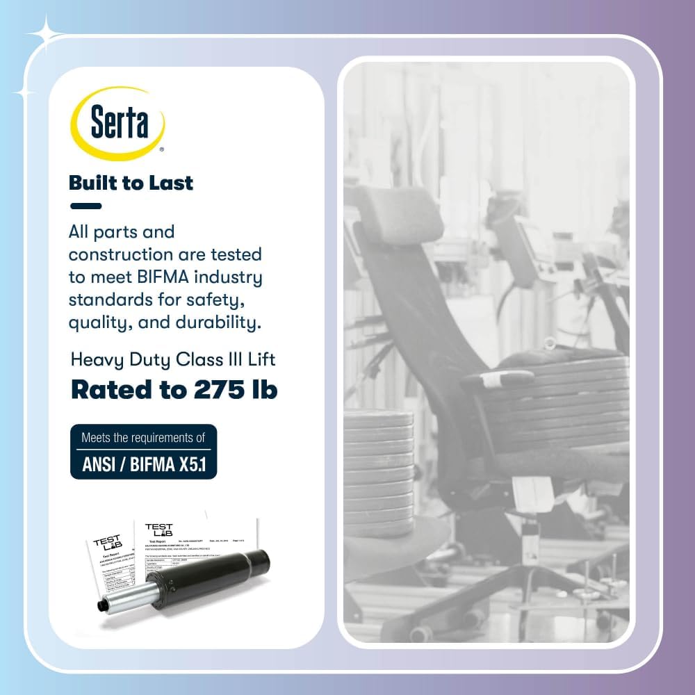 Serta Bryce Executive Office Chair, Ergonomic Computer Desk Chairs with Patented AIR Lumbar Support, Comfy Body Pillows, Height Adjustable, Swivel Base with Wheels, Bonded Leather, Black