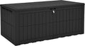 YITAHOME 200 Gallon Large Outdoor Storage Box XL Resin Deck Box with Lock, Waterproof Patio Furniture Bin and 3-Person Bench Seating for Garden Tools & Pool Accessories, Black