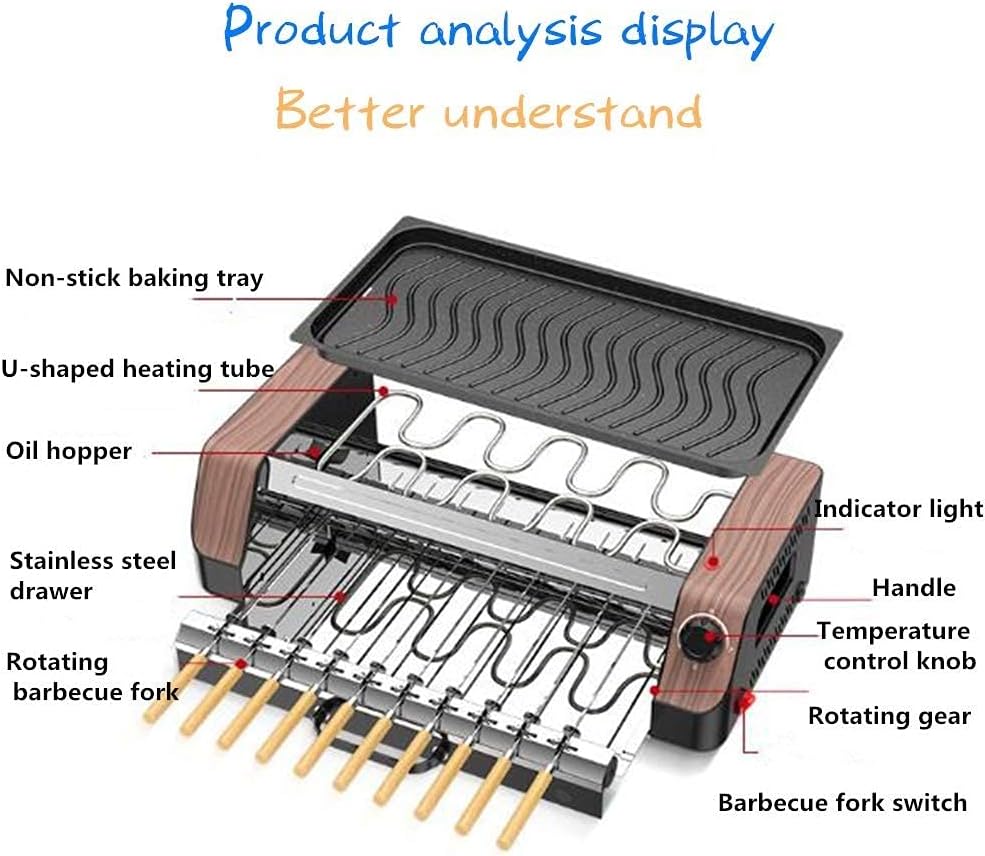 Barbecue Grill Indoor Smoke-Less Grill Electric Smokeless Indoor Grill Adjustable Temperature ControlSuitable for Party/Home