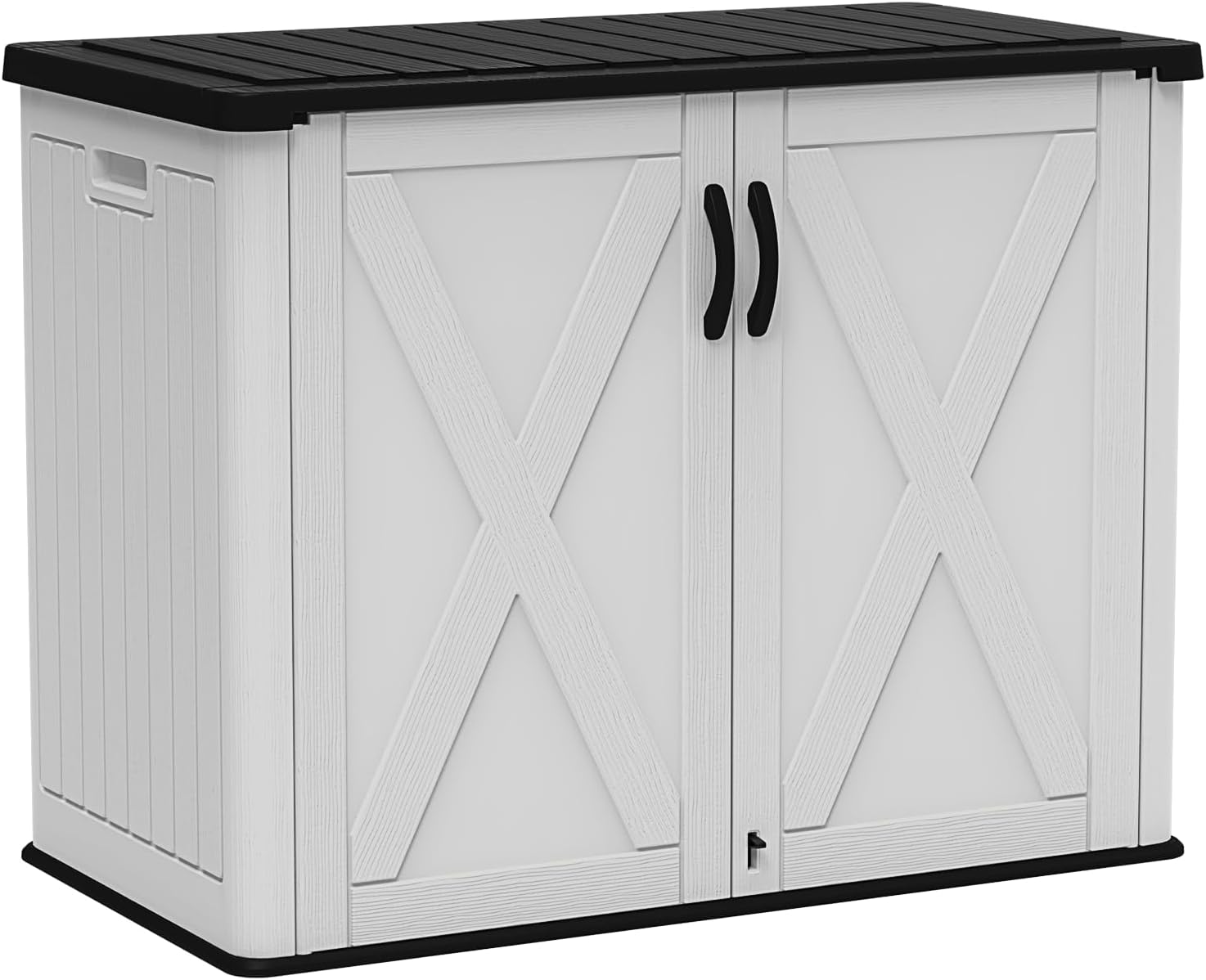 Devoko 26 Cu Ft Outdoor Storage Cabinet, Horizontal Storage Shed, Durable Backyard Storage Box for Garden Patio, Heavy-Duty & Water-Resistant, White, Shelf Not Included