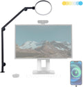 LUME CUBE Edge 2.0 LED Desk Lamp | Dimmable Home Office Desk Light with USB Charging Port & Strong Swing Arm | Adjustable Color Temperature and Brightness | Circle Webcam Light - Black