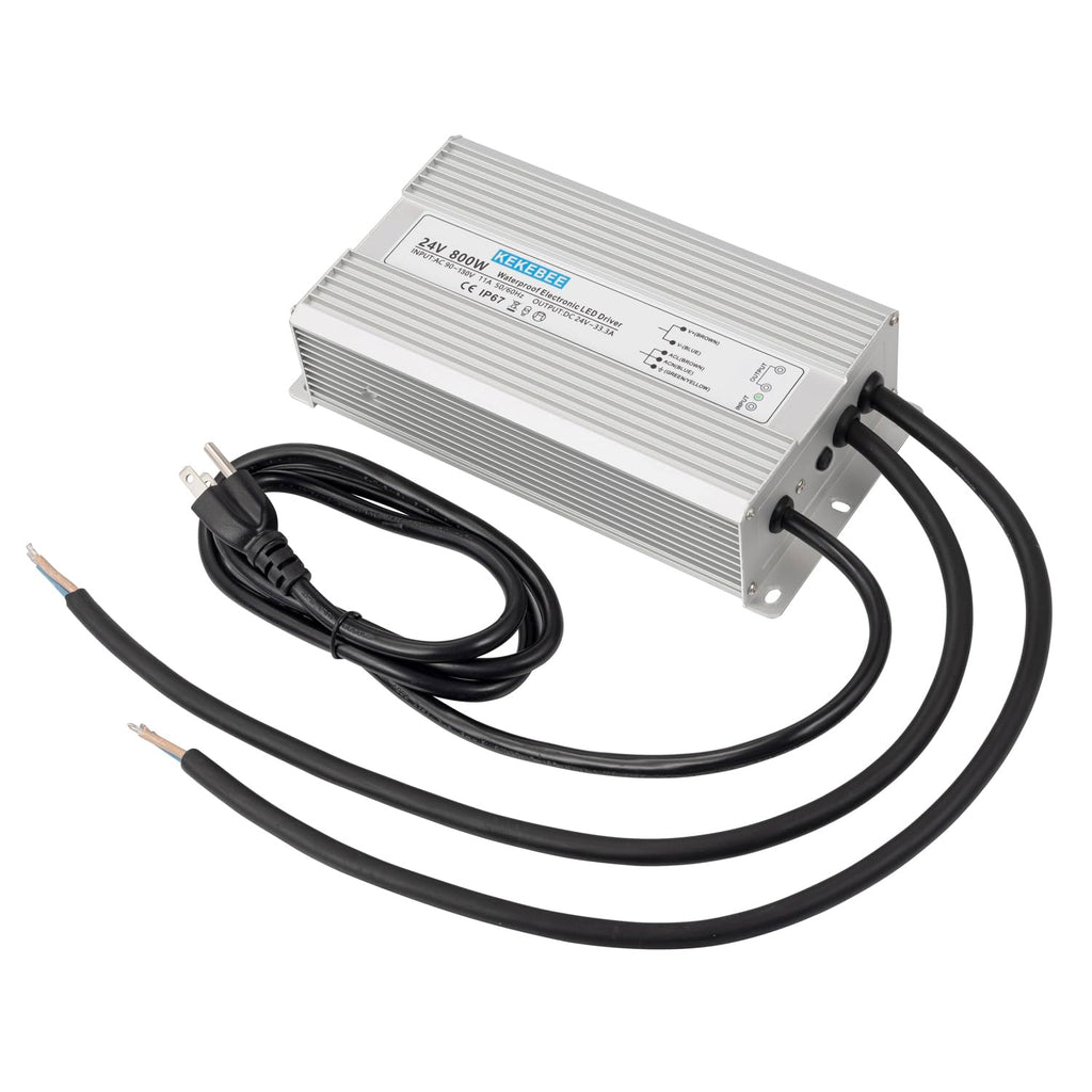 LED Driver 24V800W Waterproof Power Supply 90-130V to 24V33.3A AC to DC Converter IP67 Low Voltage Transformer Suitable for Indoor and Outdoor LED Lighting and Any 24V DC Device