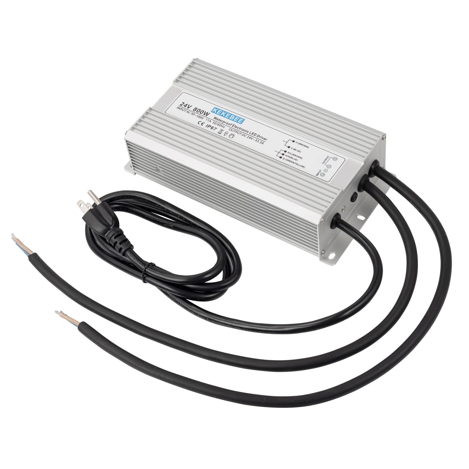 LED Driver 24V800W Waterproof Power Supply 90-130V to 24V33.3A AC to DC Converter IP67 Low Voltage Transformer Suitable for Indoor and Outdoor LED Lighting and Any 24V DC Device