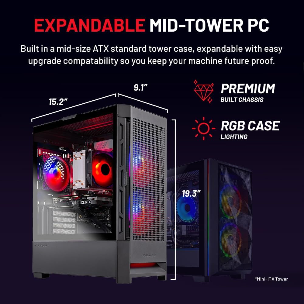 Skytech Gaming Blaze4 Mini Desktop PC, Ryzen 7 7700 3.8 GHz (5.3GHz), AMD RX 9060XT 16GB, 1TB NVMe SSD, 32GB DDR5 RAM 5200 RGB, 650W Gold PSU, Wi-Fi, Win 11