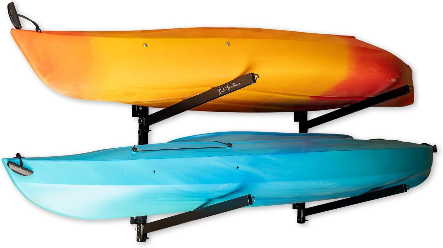 StoreYourBoard G-Kayak Wall Rack – Heavy-Duty Indoor Kayak Rack for 2 Boats, Adjustable Storage Wall Mount Hanger, Space-Saving Indoor Storage for Kayak Wall Mount - Holds 200 lbs - Silver