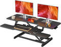 42 inch Standing Desk Converter, Height Adjustable Desktop Standing Desk with Keyboard Tray for Two Monitors, Sit to Stand up Desk Riser Computer Workstation for Home Office, Black