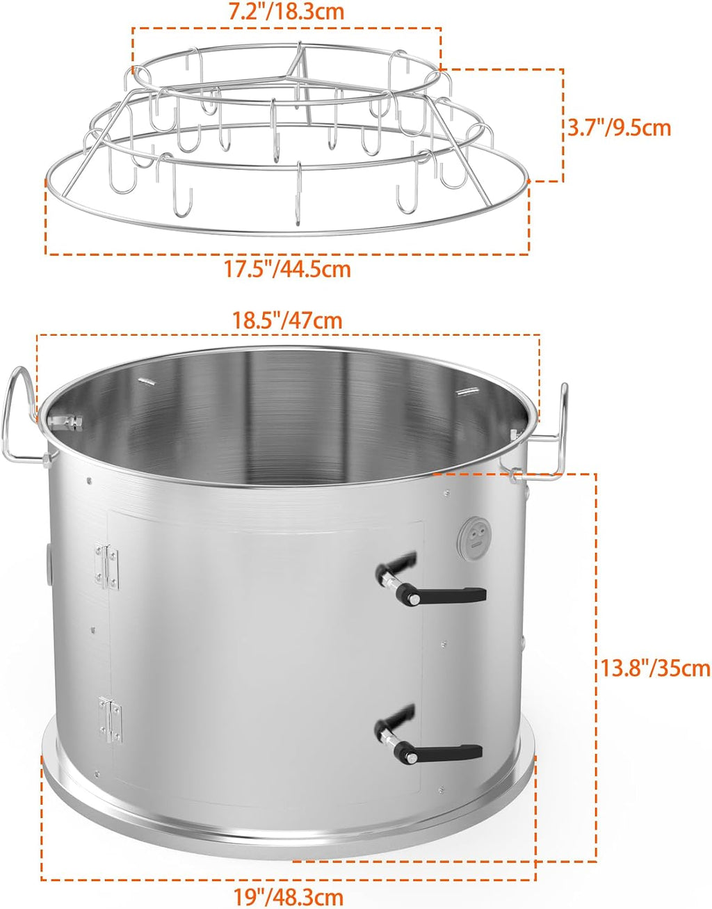 onlyfire Stainless Steel Grill Smoking Kit, Rib Hanging Attachment for Weber 18 inch Kettle Charcoal Grills - Turns Your Kettle into Smoker