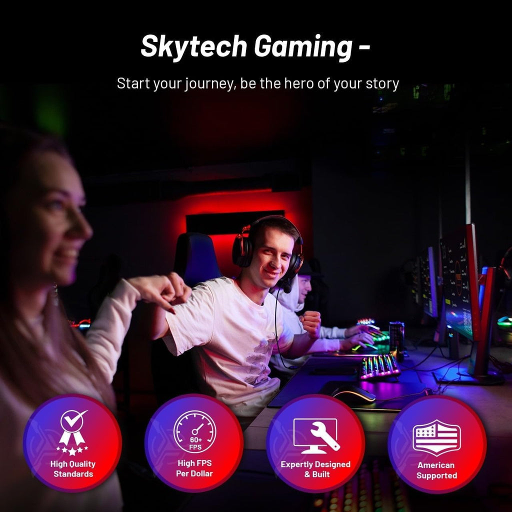 Skytech Gaming Chronos 3 Gaming PC, AMD Ryzen 7 7700 3.8GHz, AMD RX 9070XT 16GB, 2TB Gen4 NVMe SSD, 32GB DDR5 RAM 6000, 850W Gold ATX 3 PSU, Wi-Fi, Win 11, Desktop