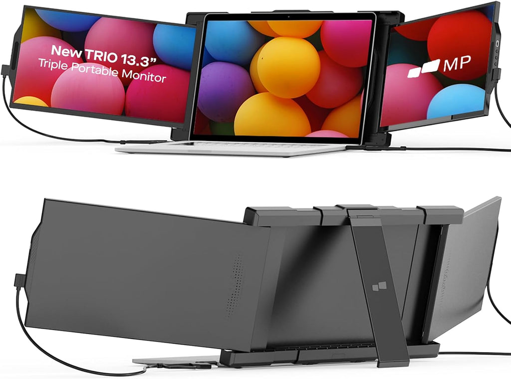 Mobile Pixels 14'' Trio Max Portable Monitor for Laptops，Full HD IPS USB A/Type-C USB Powered Dual Tri Screen, Plug and Play Mac Windows Switch Compatible( One 14.1'' monitor plus kickstand)