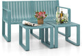 Tangkula 3-Piece Patio Furniture Set, Outdoor Conversation Set w/1 Loveseat & 2 Side Tables, All-Weather Patio Bistro Set for Lawn, Backyard, Poolside, Balcony, Garden, Deck, Blue