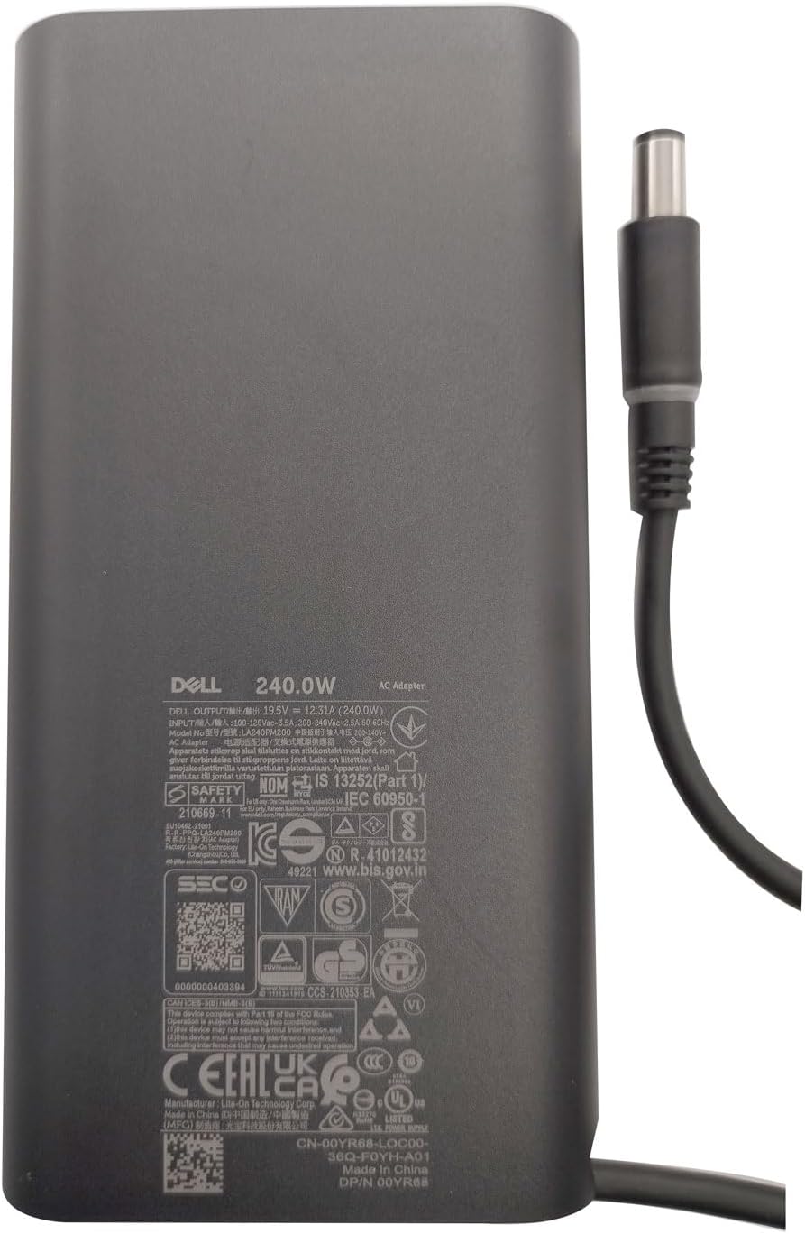 Dell GaN Laptop Charger 240W Watt Barrel 7.4mm tip AC Power Adapter - Precision 7670 7680 7770 7780,Alienware M15 R7,X16,X17 R2,X15 R2,M17 R5