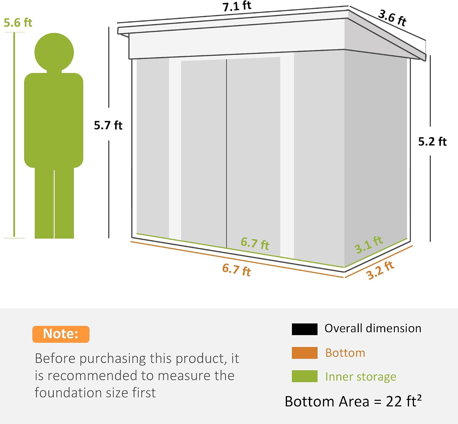 Outsunny 7' x 4' Metal Lean to Garden Shed, Outdoor Storage Shed, Garden Tool House with Double Sliding Doors, 2 Air Vents for Backyard, Patio, Lawn, Light Gray