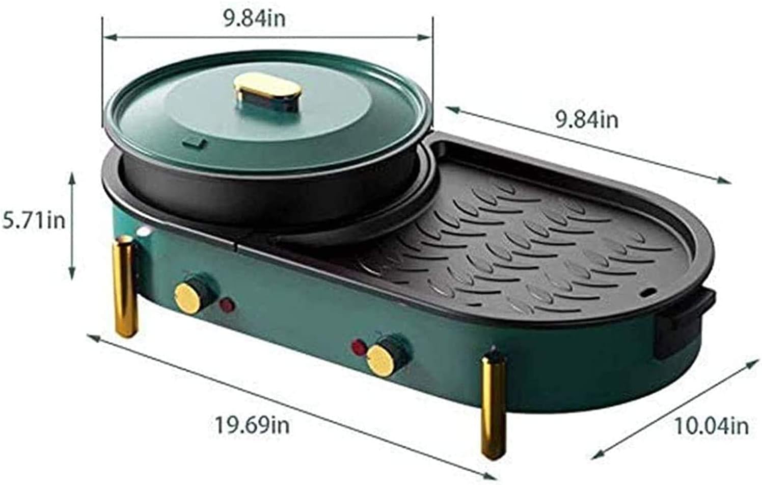 Electric Hot Pot Grill Electric Barbecue Grill,2 in 1 Non-Stick BBQ And Shabu Pot with Independent Temperature Control,Ideal for 2-8 People