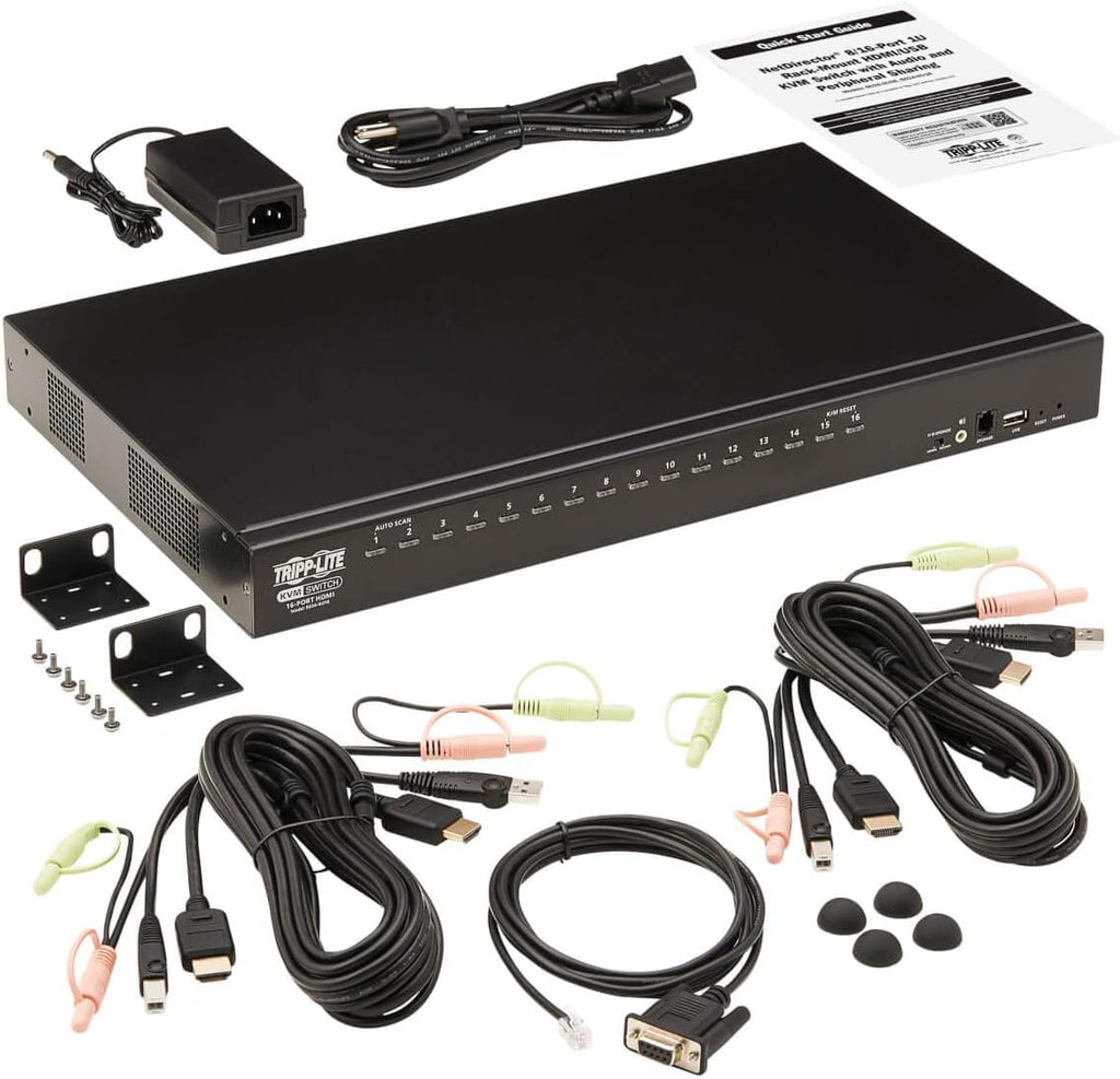 Tripp Lite KVM Switch, 16 Port HDMI USB with Audio and USB Sharing KVM Switch, 1U Rack Mount (B024-HU16)