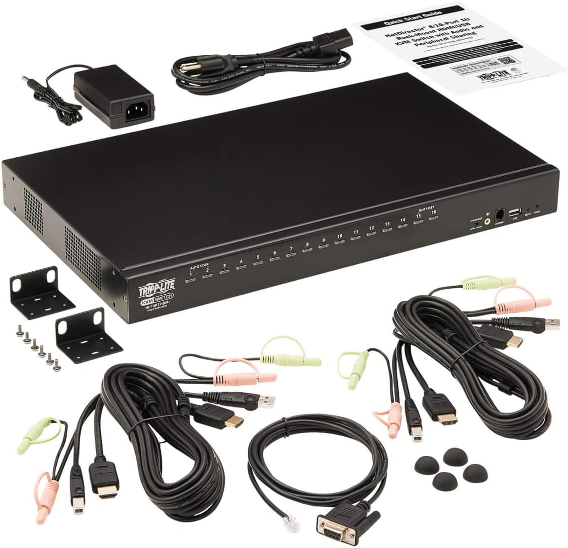 Tripp Lite KVM Switch, 16 Port HDMI USB with Audio and USB Sharing KVM Switch, 1U Rack Mount (B024-HU16)
