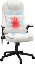 HOMCOM High Back Vibration Massage Office Chair with 6 Vibration Points, Heated Reclining PU Leather Computer Chair with Armrest and Remote, White