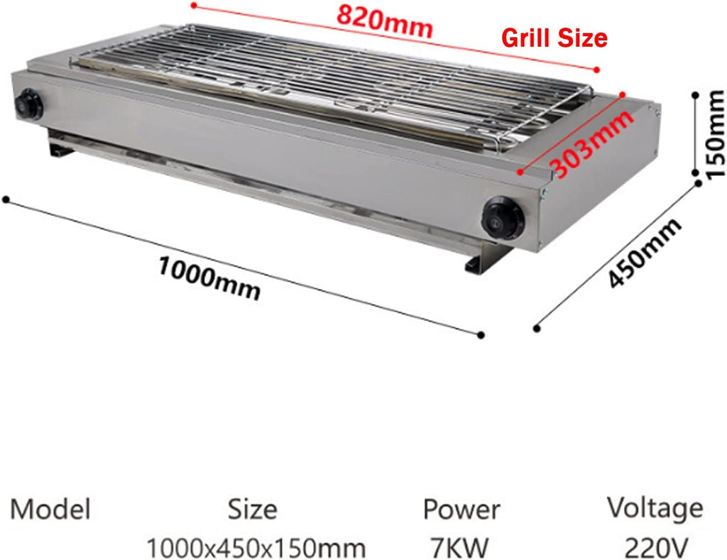 KnoRRs Electric Table Top Griddle, Electric Smokeless Portable BBQ Barbecue Grill Indoor Cooking Grill, Grease Tray, for Kitchen Dinner Party Camping Festival Cooking, Grill Surface 820x303 mm, 700