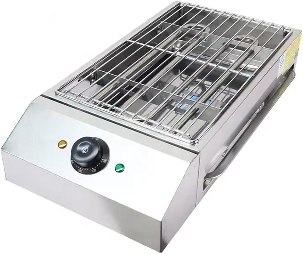 Electric Grill, Smokeless Indoor Grill,Countertop Stainless Steel Grill BBQ with Removable Non-Stick Grill Rack, Grease Tray,Adjustable Temperature 122°F-572°F