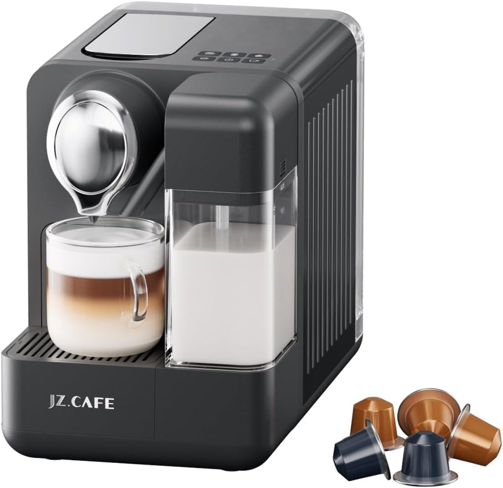 Espresso Machine with Integrated Automatic Milk Frother - Single-Serve Coffee Maker Capsule Compatible, One Touch Latte & Cappuccino, Single or Double Shot Espresso Maker