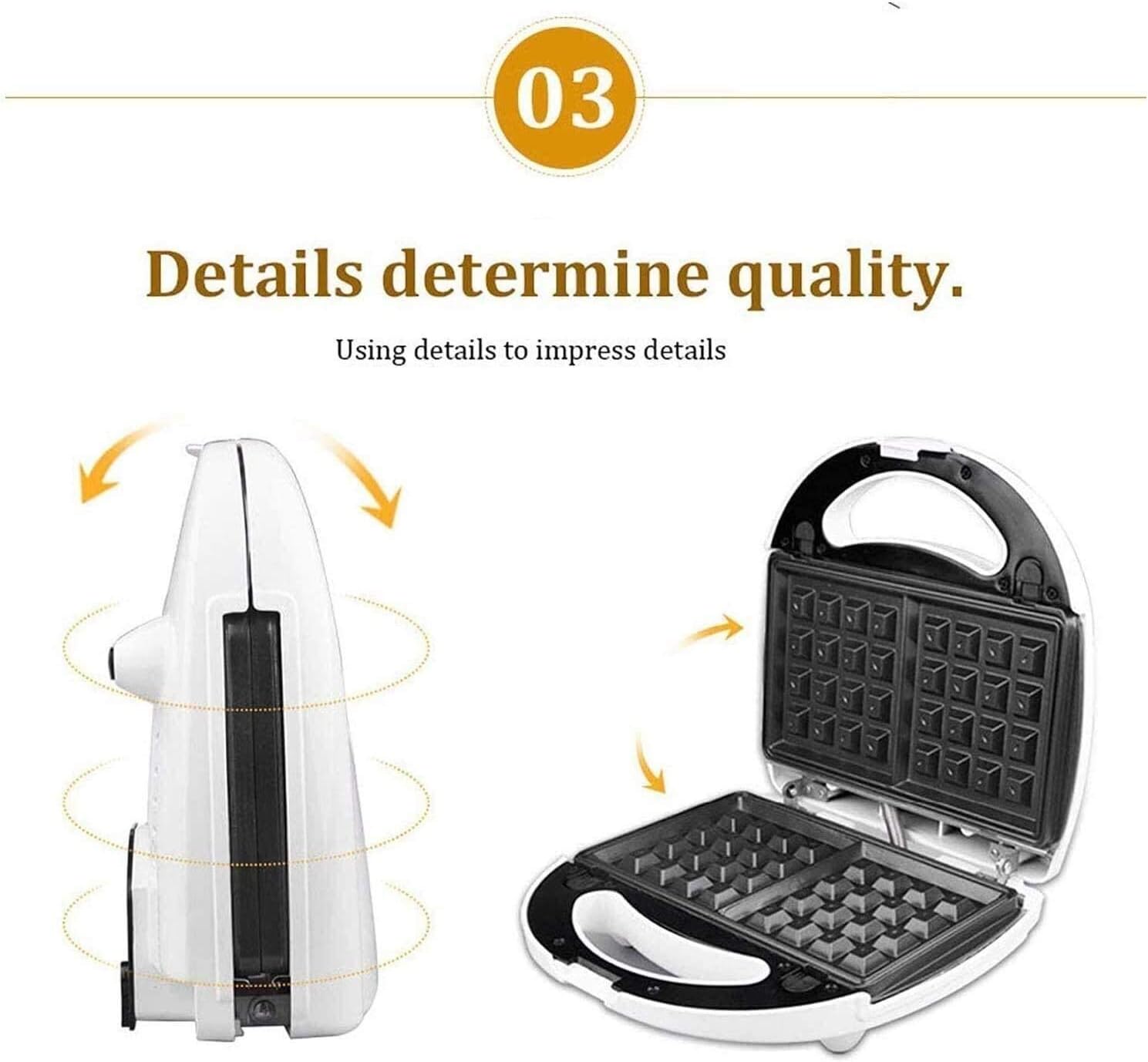 Toasters Sandwich toaster Sandwich Maker 4 in 1 (Sandwich Toaster Contact Grill Waffle Iron) Sandwich Maker High Power of 750 W 4 Removable Plates Non-Stick Coating LED Indicator Lights An