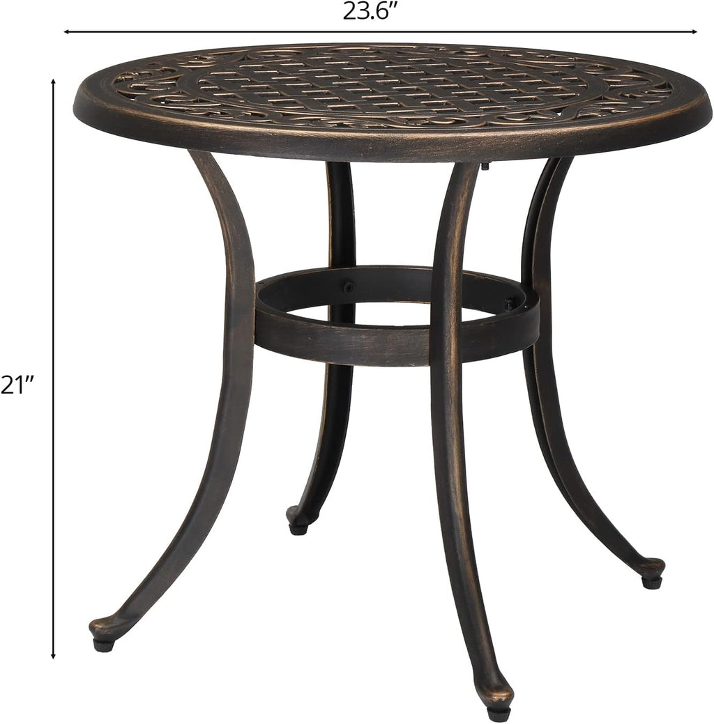 VINGLI 3 Piece Outdoor Bistro Set, Cast Aluminum Patio Table and 2 Chairs Set for Patio Balcony Garden, All Weather Outdoor Furniture Set with Stackable Chairs and Small Round Table