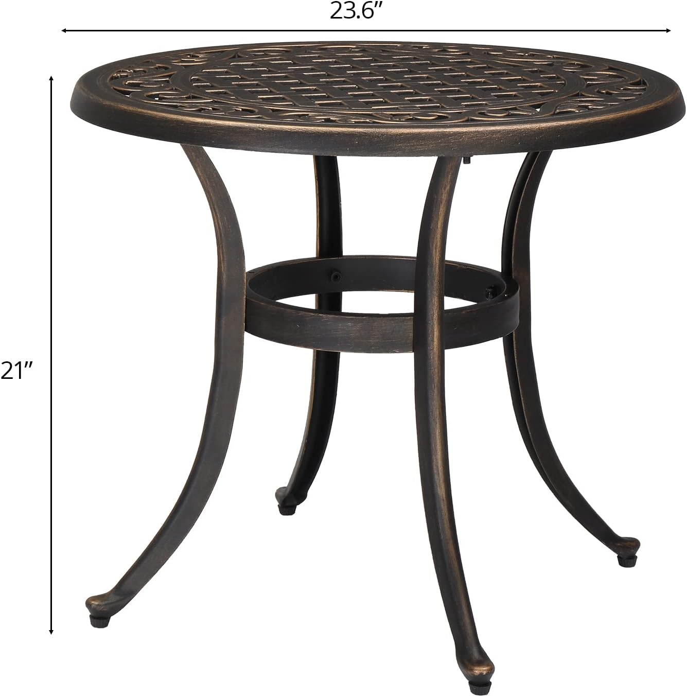 VINGLI 3 Piece Outdoor Bistro Set, Cast Aluminum Patio Table and 2 Chairs Set for Patio Balcony Garden, All Weather Outdoor Furniture Set with Stackable Chairs and Small Round Table (Without Cushion)