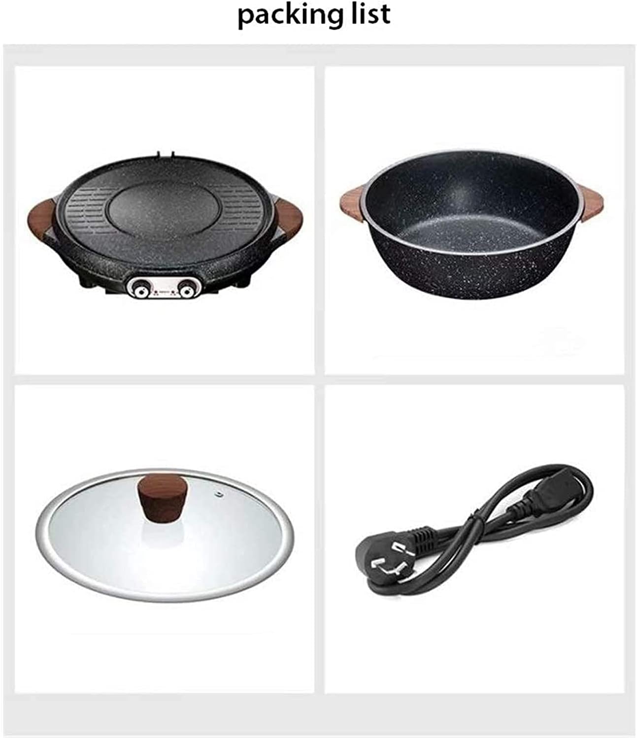 BBQ Hot Pot Dual Pot Barbecue Machine,Non-Stick All Powerful Stovetop Grill Electric Multifunctional Smoke-free Round Baking Pan Multi - Purpose Pot