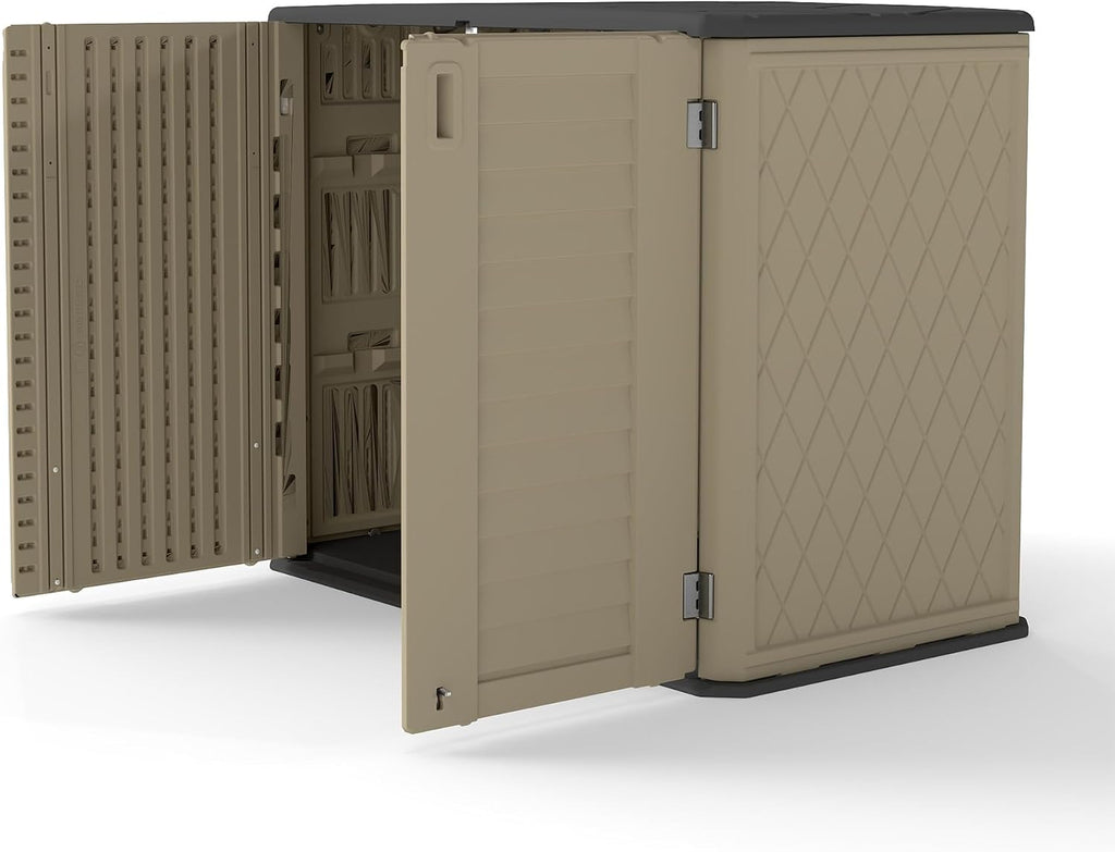 Rustic Brown Single Layer Outdoor Cabinet, Sized 50x29x91 Inches - A Waterproof Resin Shed for Stylishly Storing Your Backyard Tools