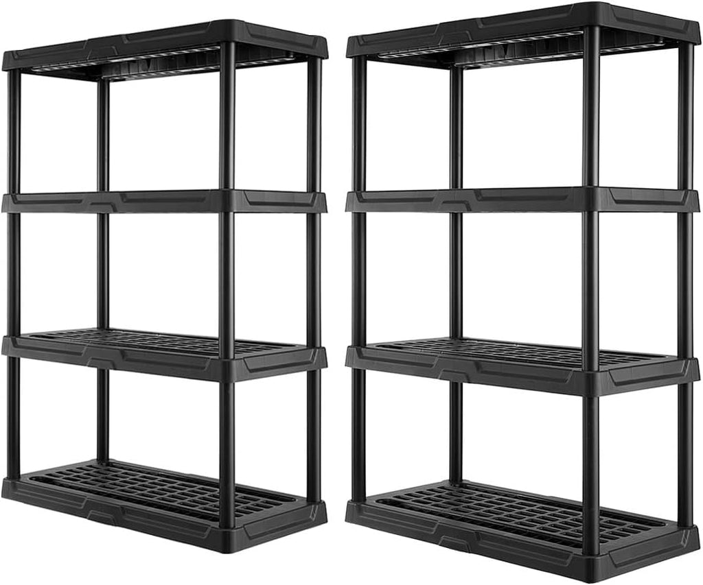 CENTREX CX 4-Tier Heavy Duty Plastic Storage Shelves that Support up to 150lbs/shelf, Organization and Storage, Weather-Resistant Design, Easy Assembly, 2 Pack, Black (53'H x 36'W x 18'D)
