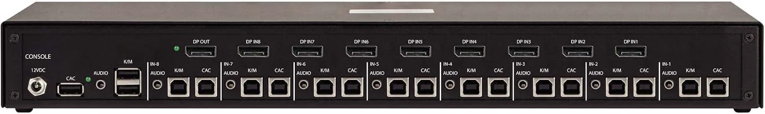 Tripp Lite Secure KVM Switch 8-Port DisplayPort, United States Government NIAP-Certified PP4.0 Security, Common Access Card (CAC) Port, 4K @ 30Hz Video, TAA Compliant, 3-Year Warranty (B002-DP1AC8-N4)