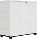 ZZM Indoor/Outdoor Storage Cabinet Waterproof, 34'x15'x34' Plastic Outdoor Storage Box for Garden Balcony Bathroom, All Weather Outdoor Storage Clearance, DIY Usage, with No Shelf (White)