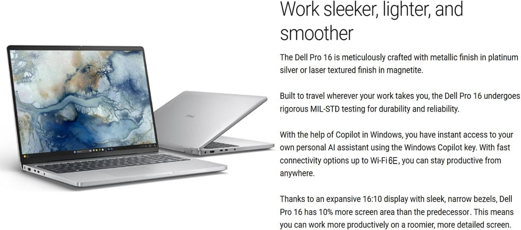 Dell Pro 16 Premium Business Laptop, 16' WUXGA 1920 x 1200p IPS Display, Intel Ultra 5 225U (12 cores,up to 4.8 GHz), 16GB DDR5 RAM, 512GB SSD, Backlit Keyboard,Fingerprint, Win 11 Pro, WiFi 6E BT5.3