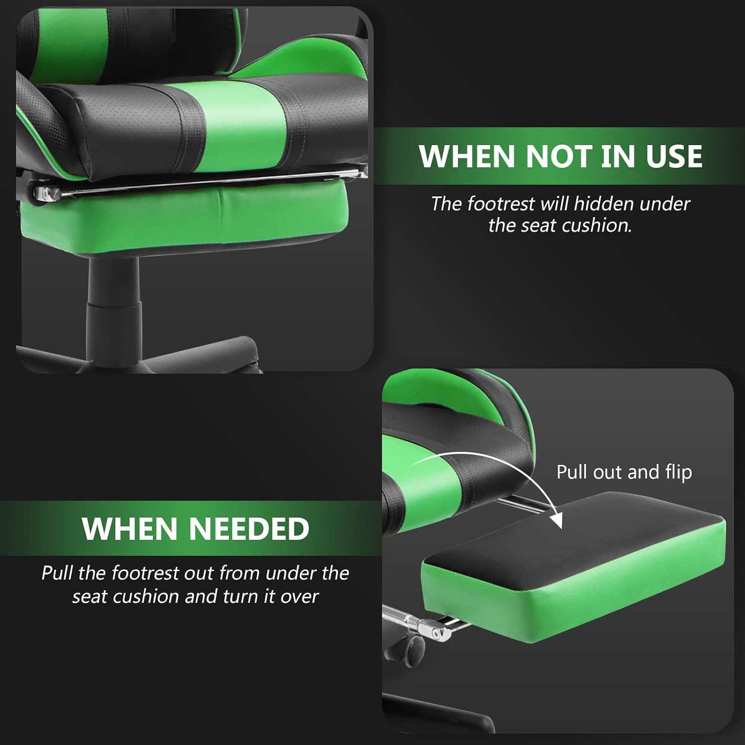 Ferghana Gaming Chairs, Ergonomic Racing Style PC Game Computer Chair with Headrest Lumbar Support Adjustable Recliner PU Leather Video Computer Chair(Grass Green)