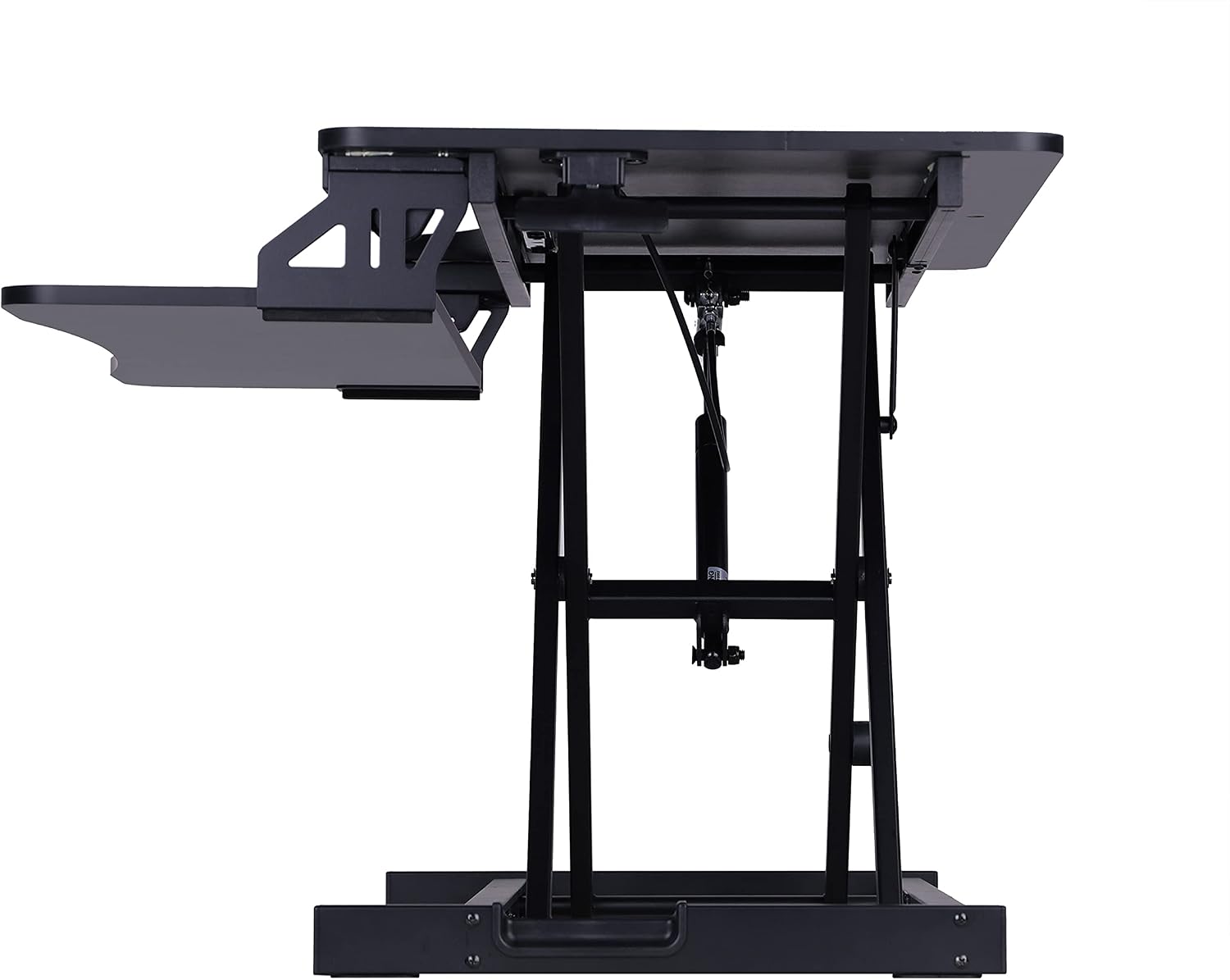Rocelco Standing Desk Converter 31.5 Inch Sit Stand Up Dual Monitor Tabletop Riser with Tablet Mount, Height Adjustable Home Office Workstation - Deep Keyboard Tray for Laptop Mouse - Black (R VADRB)
