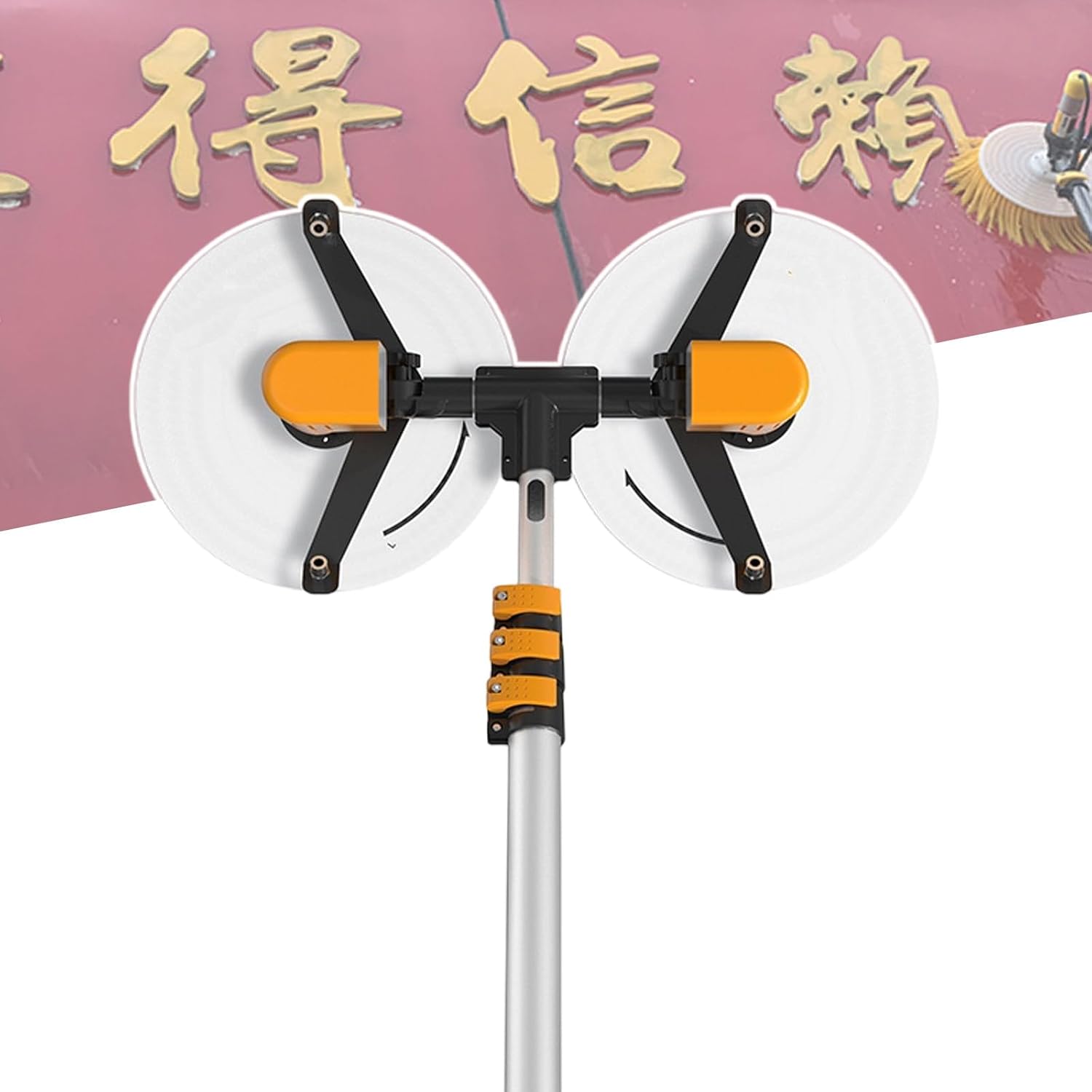 Electric Single Head/Dual Head Solar Panel Cleaning Brush,Single Brush Head Adaptive Angle,Dual Brush Head Water Curtain Quick Cleaning Design,Doublehead-3.5M