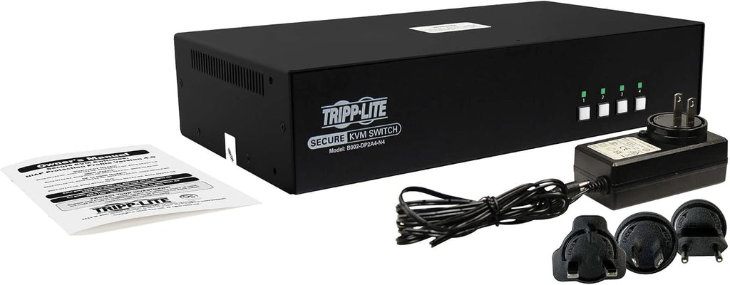 Tripp Lite Secure KVM Switch 4-Port DisplayPort, United States Government NIAP-Certified PP4.0 Security, Common Access Card (CAC) Port, 4K @ 30Hz Video, TAA Compliant, 3-Year Warranty (B002-DP1AC4-N4)